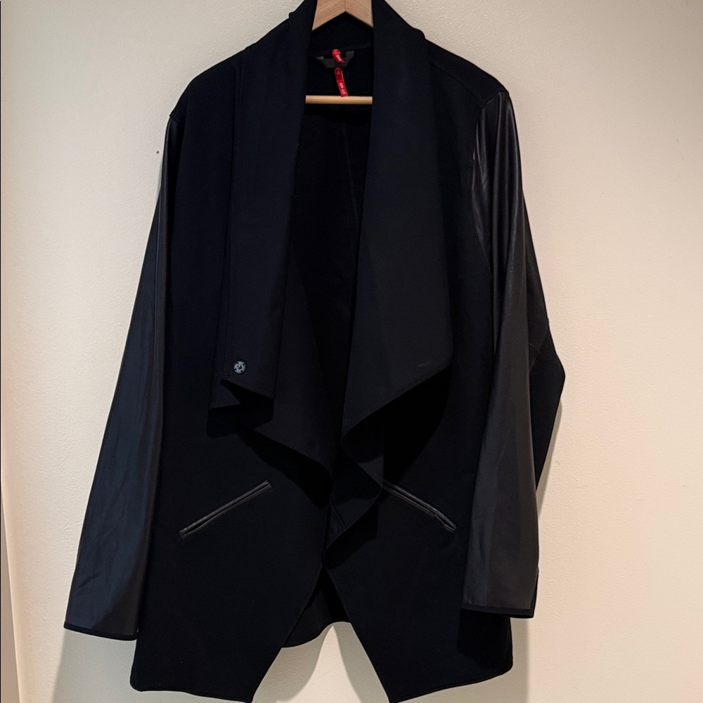 SPANX Black Draped Cape Coat